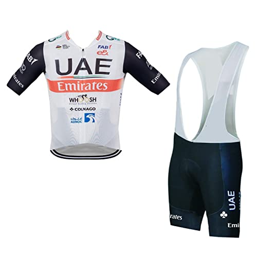 SGCIKER 2023 Herren Pro team UAE Radtrikot Set, Kurzarm Fahrrad bekleidung Lätzchen Kurzsets Gel Pad（L von SGCIKER