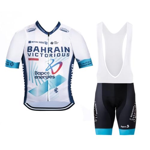 SGCIKER 2024 Herren BAHRAIN Radtrikot Set, Kurzarm Fahrrad bekleidung Lätzchen Kurzsets Gel Pad（XL von SGCIKER