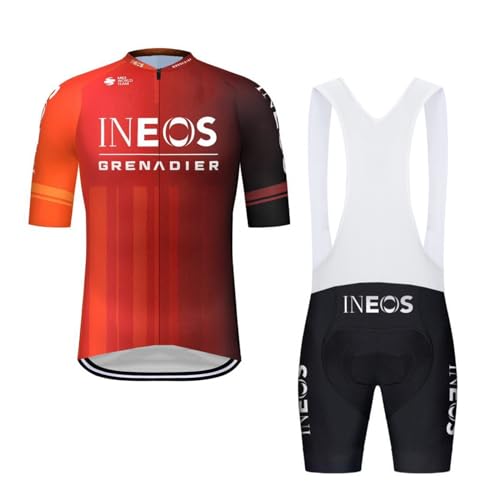 SGCIKER 2024 Herren Pro team INEOS Grenadier Radtrikot Set, Kurzarm Fahrrad bekleidung Lätzchen Kurzsets Gel Pad（2XL von SGCIKER