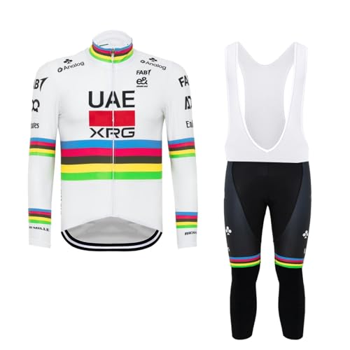 SGCIKER 2025 pro Team UAE Langärmeliges Radtrikot Set, Herren Dünner Sonnenschutz Atmungsaktiv Radsport Jacke Kits Fahrradbekleidung (L) von SGCIKER