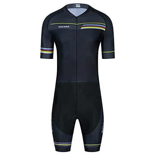 SGCIKER Herren Trisuit, Road Cycling Skinsuit, Schwarz, kurzärmelig, Triathlon, schwarz, Medium von SGCIKER