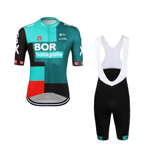 SGCIKER 2022 Herren Pro Team BORAHansgrohe Radtrikot Set, Kurzarm Fahrrad bekleidung Lätzchen Kurzsets Gel Pad（4XL von SGCIKER
