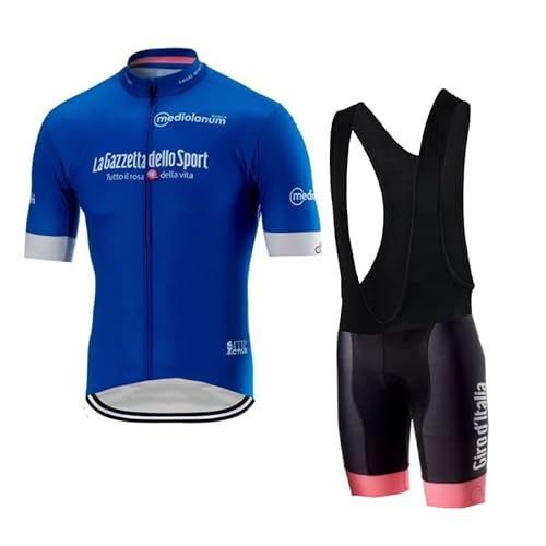 SGCIKER Italien Tour Team Blau Radfahren Trikot Set für Männer, Sommer Kurzarm-Radfahren Shirt MTB Bike Kleidung Bib Short Kits 9D Gel Pad (L) von SGCIKER