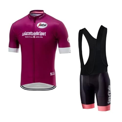 SGCIKER Italien Tour Team Lila Radfahren Trikot Set für Männer, Sommer kurze Ärmel Radfahren Shirt MTB Bike Kleidung Bib Short Kits 9D Gel Pad (L) von SGCIKER