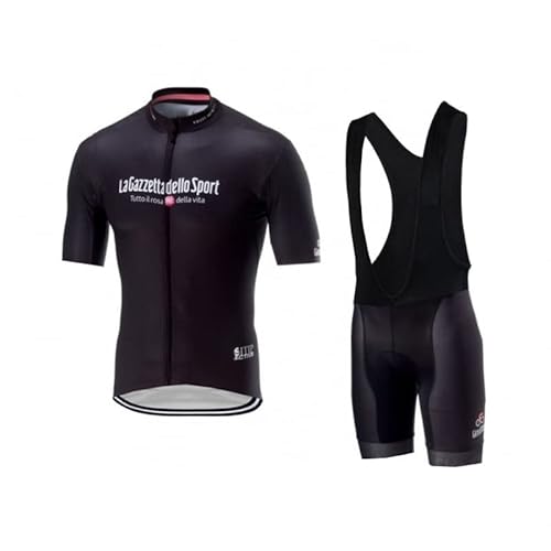 SGCIKER Italien Tour Team Schwarzes Radtrikot Set für Männer, Sommer Kurzarm-Radtrikot MTB-Bike-Bekleidung Bib Short Kits 9D Gel Pad (2XL) von SGCIKER