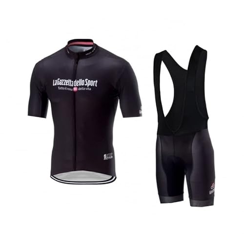 SGCIKER Italien Tour Team Schwarzes Radtrikot Set für Männer, Sommer Kurzarm-Radtrikot MTB-Bike-Bekleidung Bib Short Kits 9D Gel Pad (3XL) von SGCIKER