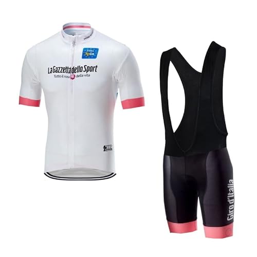 SGCIKER Italien Tour Team Weißes Radtrikot Set für Männer, Sommer Kurzarm-Radtrikot MTB-Bike-Bekleidung Bib Short Kits 9D Gel Pad (2XL) von SGCIKER