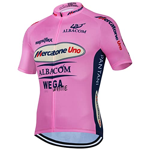 SGCIKER Marco Pantani Rosa Pro Team Retro Mercatone Uno Radtrikot Für Männer, Sommer Kurzarm Atmungsaktive MTB Fahrrad Kleidung Fahrradtrikot (5XL) von SGCIKER