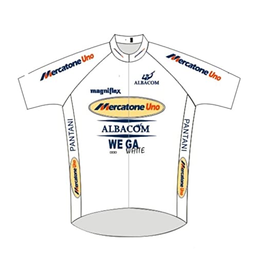 SGCIKER Marco Pantani weiß Pro Team Retro Mercatone Uno Radtrikot Für Männer, Sommer Kurzarm Atmungsaktive MTB Fahrrad Kleidung Fahrradtrikot (2XL) von SGCIKER