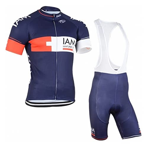 SGCIKER Retro Pro Team IAM Radtrikot Set for Herren, Kurzarm Fahrrad bekleidung Lätzchen Kurzsets Gel Pad（3XL von SGCIKER