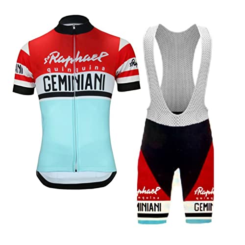 SGCIKER Retro Pro Team ST RAPHAEL QUINQUINA GEMINIANI Radtrikot Set for Herren, Kurzarm Fahrrad bekleidung Lätzchen Kurzsets Gel Pad（2XL von SGCIKER