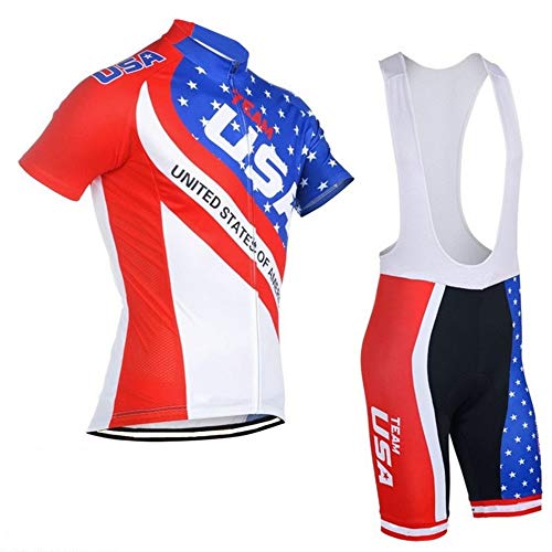 SGCIKER Team USA Radsport Trikots us Flagge Kurzarm-Radbekleidung Trikot-Sets bib Shorts mit Silikon-Gel-Pad (XL) von SGCIKER