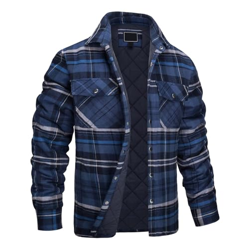 SGDLESN Fleecejacke Herren Flanell Jacke Herren Gefüttert Thermo Jacke Herren Übergangsjacke Herren Rot Kariertes Hemd Herren Flanellhemd Jacke Herren Karobluse Langarm Karierte Jacke Herren Flanell von SGDLESN