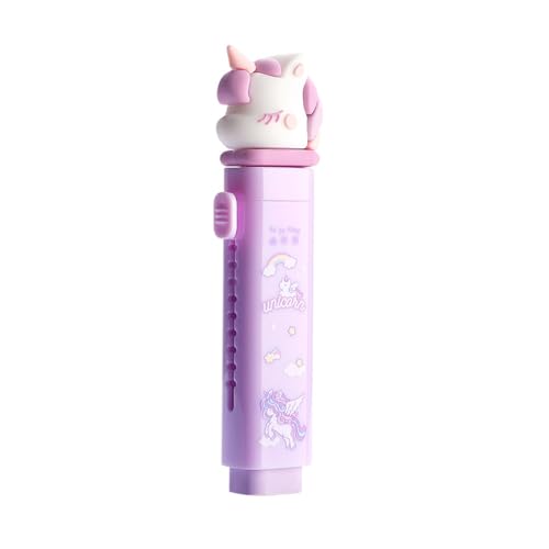SGERUFZ 1 Pcs Retractable Unicorn Eraser for Children, Stationery for Children's Parties, School, Home, Office (Purple) von SGERUFZ