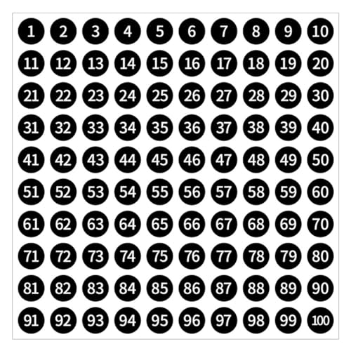 SGERUFZ 1000 Stück Wetterfeste Zahlen Aufkleber 1 bis 100, Klebezahlen für Inventarsortierung, Organisation und Aufbewahrungsboxen (2,5 cm) (Schwarz) von SGERUFZ