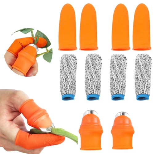 SGERUFZ 10erSet Daumenmesser aus Silikon,Fingermesser Ernte Werkzeug,Messer Separator mit Silikon-Fingerschützer,Gartenarbeit Gadget,Obst Pflanzen Pflücker für Obst Gemüse Trimmen Pflanzen,Zwei Größen von SGERUFZ