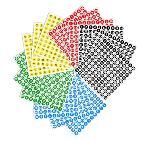 SGERUFZ 15 Blatt Zahlen Aufkleber Selbstklebende Klebezahlen Nummern Sticker Etiketten Klebepunkte (10mm) (5 Farben) von SGERUFZ