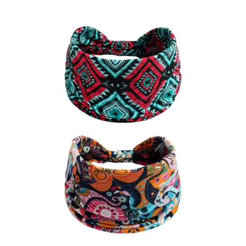 SGERUFZ 2 Damen Boho Stirnbänder, Extra Breit Boho Haarreifen, Niedliche Haarschmuck von SGERUFZ
