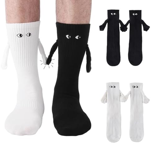 SGERUFZ 2 Paar Magnetische Socken mit Händen Geburtstag Lustige Alberne Geschenke für Frauen Männer Freunde Familie Partner Paar Kinder Party Schwarz weiß von SGERUFZ