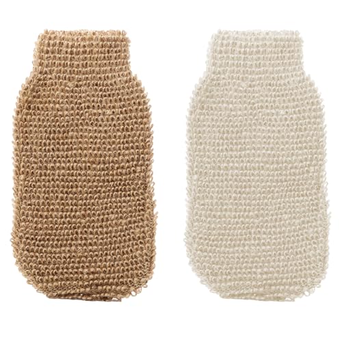 SGERUFZ 2 Pcs Körper Peelinghandschuh Waschbarer Duschhandschuh aus Leinen Scrubhandschuh für Körper Peeling Werkzeuge für Männer Frauen Kinder von SGERUFZ