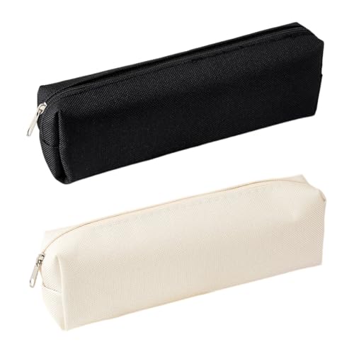 SGERUFZ 2 Pcs Stilvolle Einfachheit Federmäppchen Stiftetasche für Teenager Stiftemappe Pencil Case Schwarz und milchig weiß von SGERUFZ