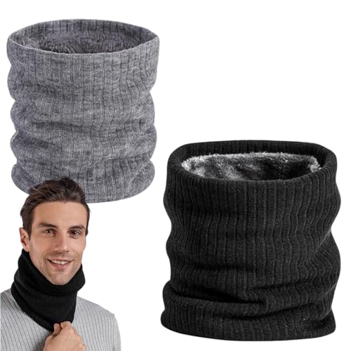 SGERUFZ 2 Pcs Warme Herren Loop Winterschal mit Gesichtsmaske Verdicktes Fleece-Futter Winddichter Schlauchschal für Outdoor-Aktivitäten Motorrad Fahrrad Unisex Nackenwärmer für Winter von SGERUFZ
