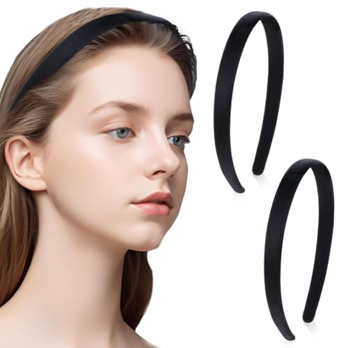 SGERUFZ 2 Stück Gepolsterte Einfaches Stirnband Rutschfestes Haarband Haarreifen Hartes Kunststoff-Kopfband Mode Bequeme Stirnbänder Einfarbig Gedehnt Kopfbedeckung Retro Dünne Haarbänder von SGERUFZ