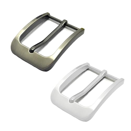 SGERUFZ 2 Stück Klassische Gürtelschnalle, Einzackige Quadratische Ersatzschnalle aus Zinklegierung für Männer Frauen Gürtel (38-40 mm) (Silber + matt) von SGERUFZ