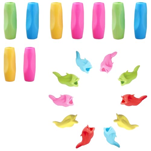 SGERUFZ 20 Pcs Silikon Griffstifthalter für Bleistifte Ergonomische Schreibhilfe für Kinder Erhältlich in zwei Ausführungen und einer Vielzahl von Farben von SGERUFZ