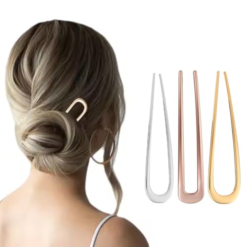 SGERUFZ 3 Stück Französische Haarnadeln aus Metall für Dickes Haar, U Förmige Haarnadeln Haarstäbchen Haargabeln für alle Haartypen von Frauen und Mädchen Styling Haar Accessoires von SGERUFZ