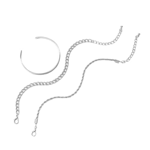 SGERUFZ 3 Stücke Edelstahl Herrenarmband Schmuck Set – Silber Armband Herren, Men Bracelet, Mens Jewellery, Geschenke (Silver) von SGERUFZ