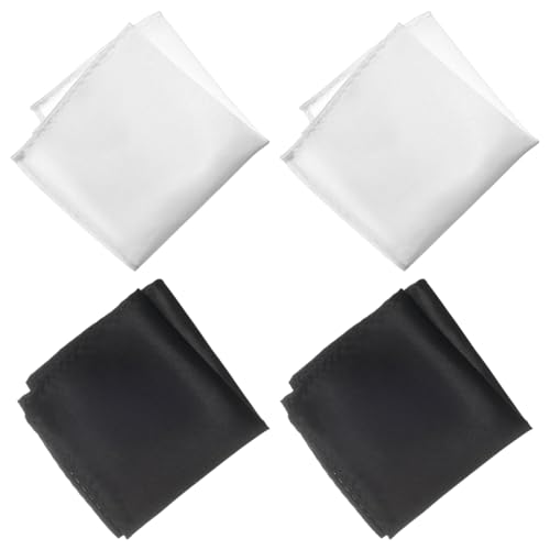 SGERUFZ 4 Stück Satin Einstecktuch aus Seide für Herren, Weich, Ideal für Hochzeit, Partys, Wichtige Anlässe, Abschlussbälle, Geschäftstreffen, Verabredungen (22 x 22 cm) (Weiß und Schwarz) von SGERUFZ