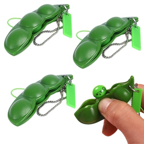 SGERUFZ 4 Stück Squishy Beans Keychain Squishy Pea Pod Stress Toy Squishy Soybean Pendant Fun Toy for Kids Mobile Phone Chain Bag Pendant von SGERUFZ