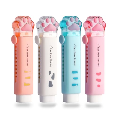 SGERUFZ 4 pcs Katzenpfoten-Radiergummi, niedlicher kawaii Schulbedarf, einziehbarer Cartoon-Radierer SGERUFZ 4 pcs Katzenpfoten-Radiergummi, niedlicher kawaii Schulbedarf, einziehbarer Cartoon-Radierer von SGERUFZ