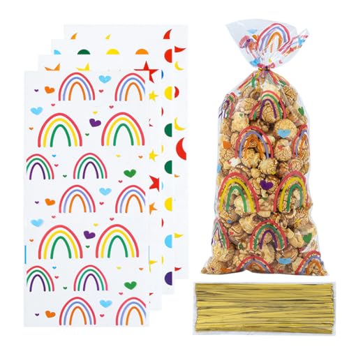 SGERUFZ 50 Süßigkeiten Tüten Geschenktüten Plastik Verpackungstüten für Partyzubehör - 4 geometrische Muster (27.5 x 12,5 cm) (Transparent) von SGERUFZ