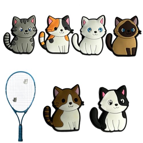 SGERUFZ 6 Stück Tennis-Vibrationsdämpfer Silikon Cartoon Stoßdämpfer für Kinder, Tennisschläger, Badmintonschläger von SGERUFZ