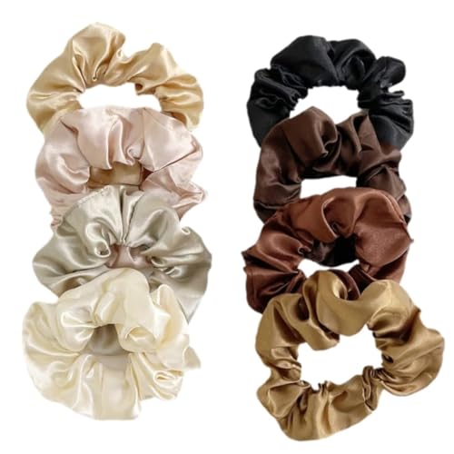 SGERUFZ 8 Pcs Seide Scrunchies Haargummis für Damen Premium Satin Weiche Elastische Pferdeschwanzhalter in 8 Farben von SGERUFZ