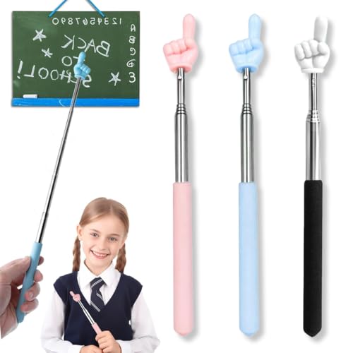 SGERUFZ Ausziehbarer Zeigestab Teleskop-Lehrer-Zeiger Versenkbare Finger-Zeigestock Edelstahl für Klassenzimmer Interaktion Schwarz von SGERUFZ