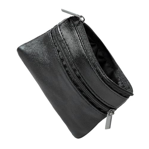 SGERUFZ Echt Leder Auto-Schlüssel Herren Schlüsseletui Damen Keyring Kartenfach Geldfach Hochwertig Design Schlüsselanhänger Mäppchen (Schwarz) von SGERUFZ