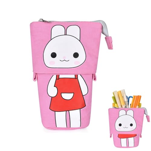 SGERUFZ Federmäppchen Reißverschluss, Teleskopisch Mäppchen, 2-in-1 Standmäppchen, Federtasche Mädchen, Schüttelpenal Teenager, Schulmäppchen, für Mädchen Geschenke 7 8 9 10 11 12 Jahre(Rosa) von SGERUFZ