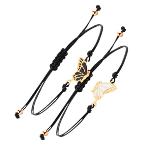 SGERUFZ Freundschaftsarmbänder,2 Stück Verstellbare Schmetterling Freundschaftsarmband,Mädchen Beste Freundin Armband,Einfaches Schmetterlingsarmband für Damen Freunde Matching Bracelets von SGERUFZ
