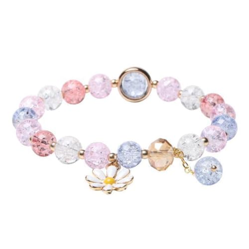 SGERUFZ Gänseblümchen Schulkind Armband Mädchen Schutzengel Perlen Armband Schulanfang Einschulung Geschenke Kinderschmuck Regenbogen von SGERUFZ