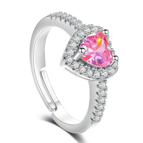 SGERUFZ Herz Silberring für Damen Verstellbarer Stressring Spinner Ring Damenring Silber Schmuck Geschenke für Frauen von SGERUFZ