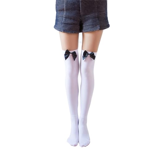 SGERUFZ Overknees Strümpfe mit Schleife Damen, Knee High Socken dehnbar Thigh High Socks für Frauen Halloween Weihnachten Karneval Kostüm Accessoire Valentinstag Mottoparty von SGERUFZ
