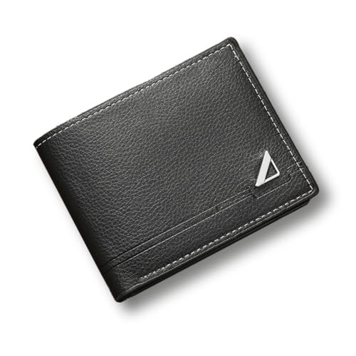 SGERUFZ PU Leder Herren Geldbörse, Zwei-Fach Portemonnaie mit Mehreren Kartenfächern für Bargeld und Kreditkarten (Schwarz) von SGERUFZ