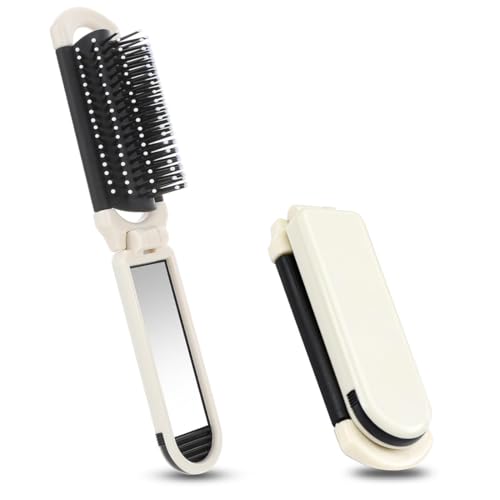 SGERUFZ Reise Haarbürste mit Spiegel Faltbare Mini Haarbürste Pocket Reisebürste Klapp Haarmassagekamm Tragbare Haar-Styling Kamm für Männer Mädchen Frauen von SGERUFZ