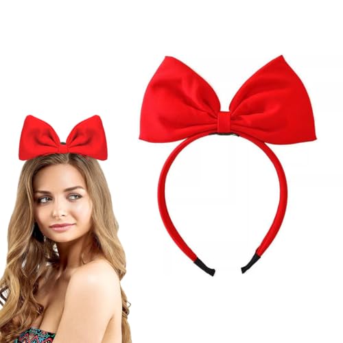 SGERUFZ Schwarzes Schleifen-Stirnband Kopfschmuck für Frauen und Mädchen, Valentinstag Rote Schleifen-Haarbänder Haarband Perfekter Haarschmuck für Party und Cosplay (Rot) von SGERUFZ