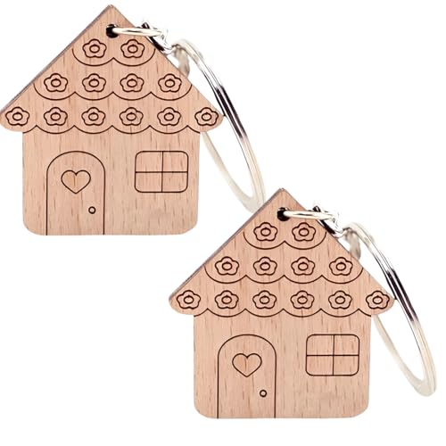 SGERUFZ Set mit 2 Schlüsselanhängern – Schlüsselanhänger aus Holz in Hausform von SGERUFZ