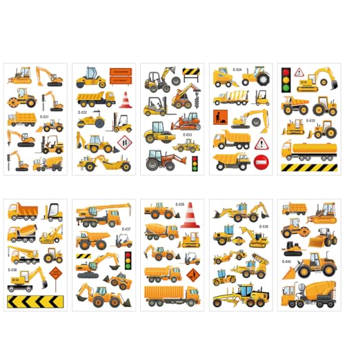 SGERUFZ Tattoo Kinder Jungen, 10 Blätter Leuchtend Tattoos Sticker Fahrzeuge, Kindertattoos Aufkleber Baustelle Bagger, Glitzer Temporäre Tattoos für Kindergeburtstag Themenparty Mitgebsel Highlight SGERUFZ Tattoo Kinder Jungen, 10 Blätter Leuchtend Tattoos Sticker Fahrzeuge, Kindertattoos Aufkleber Baustelle Bagger, Glitzer Temporäre Tattoos für Kindergeburtstag Themenparty Mitgebsel Highlight von SGERUFZ
