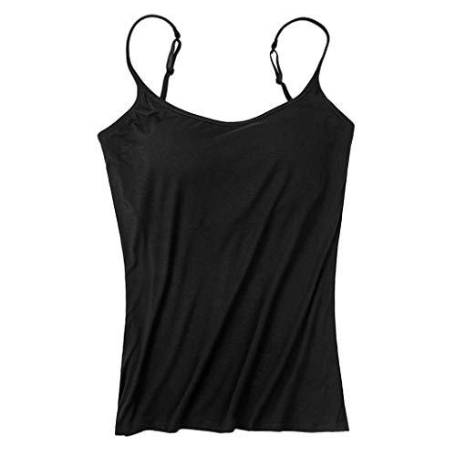 Damen Sexy Tank Top Einteiliges Mieder mit BH-Pads Ausgeschnitten Tops Ärmellos Unterhemd Camisole Sommer Shirts Weste Neckholder Tops Einfarbig Strickoberteil von SGFY